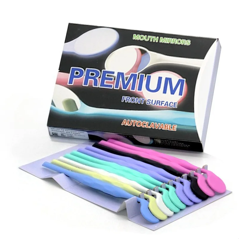 

10pcs/Box Double Sided Mouth Mirrors Oral Tooth Whitening Dental Surface Exam Reflectors with Handle Dental Tools