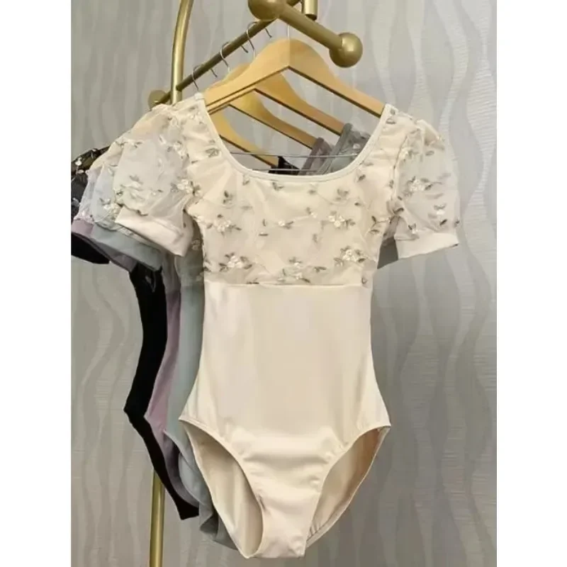 バレエダンスレオタード女性半袖レース体操運動衣装大人の安いバレエレオタード女の子ダンスウェア