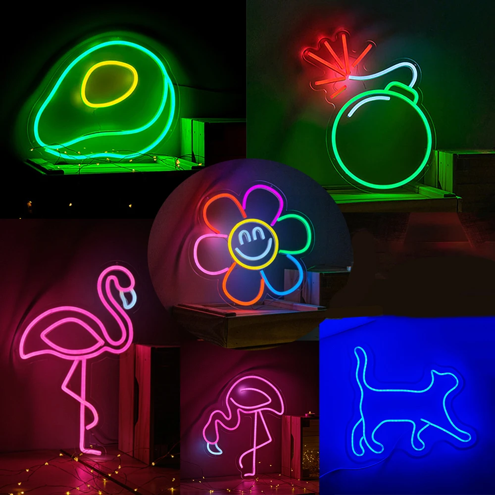 Led Neon Light 5V USB Funny Bar Signs Drink Bomb Flamingo Night Light for Aesthetic Party Bedroom Home Holiday Gaming Decoration