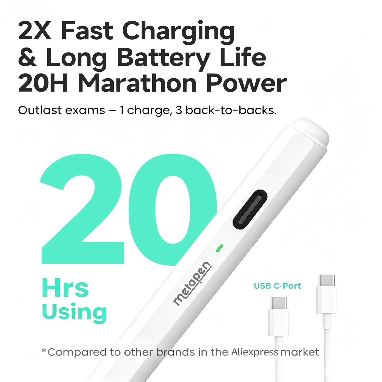MetaPen Air-Flex Air8 Pro for iPad Pencil 2018-2026, Palm Rejection Stylus for iPad A16/11/10/9/8/7/6th, M5 Air 3/4/5 Mini 5/6th view 4