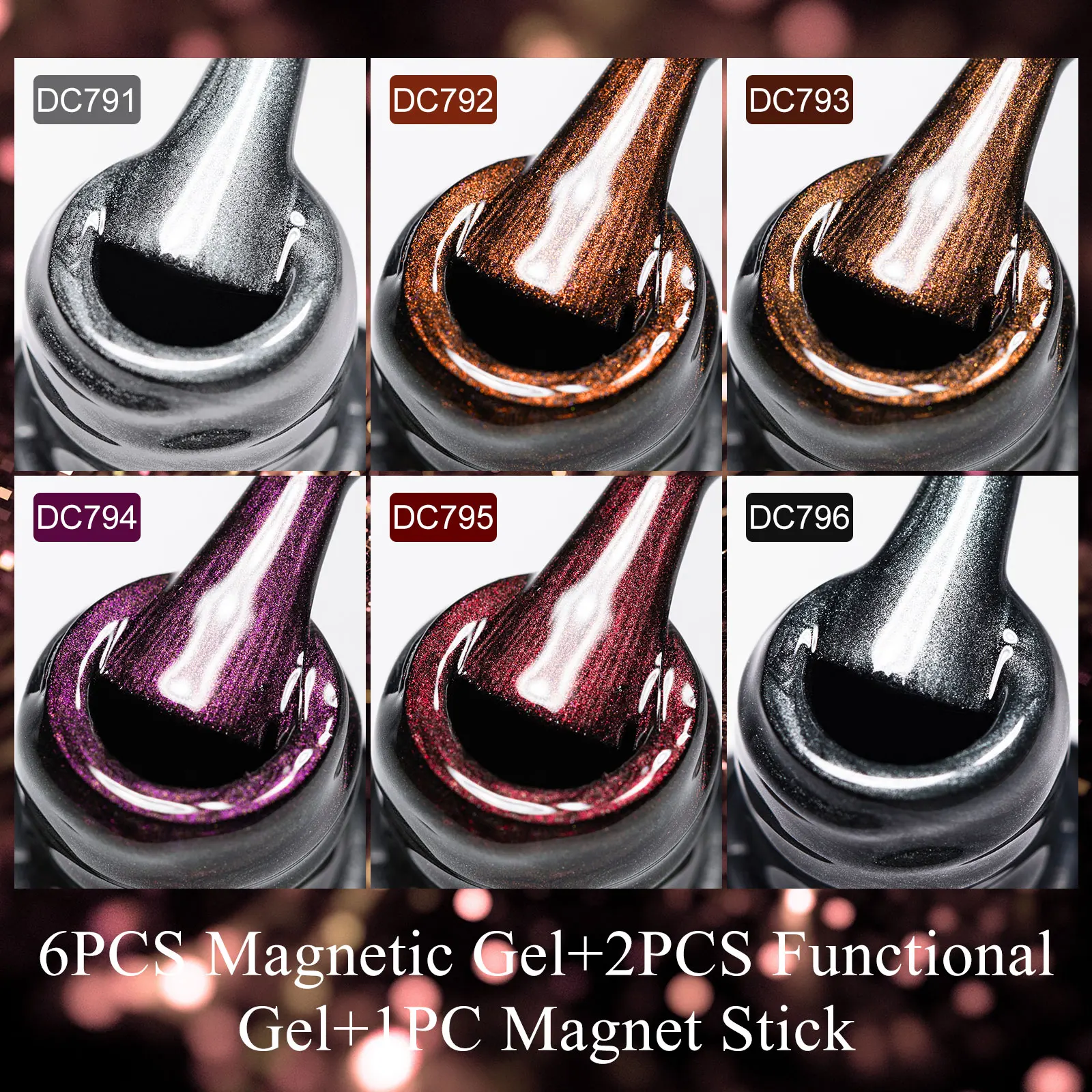 8 stücke Gelee Glas Perle Katze Magnetische Gel Nagellack Set Mit Magnet Stick Basis Gel Top Mantel Semi Permanent tränken Off UV Gel Kit