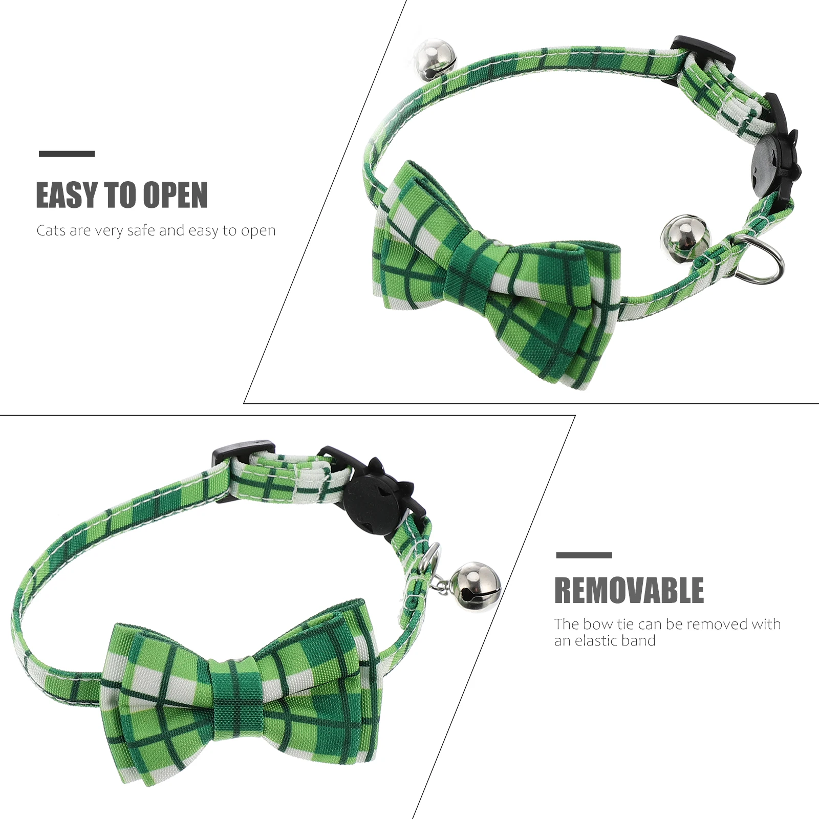 

Cat Collars Premium Fabric Bow Tie Elastic Melodious Bell St Patrick Day Pet Supplies Kitten Dog Chic Stylish