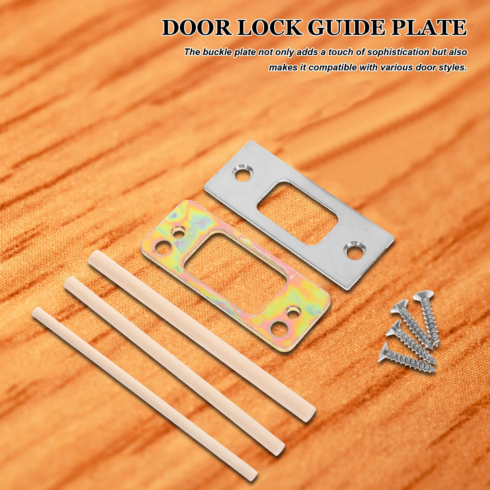 1 set di piastre di rinforzo per porta in acciaio inossidabile, guida in metallo durevole per la compatibilità della serratura della porta in legno, finitura elegante