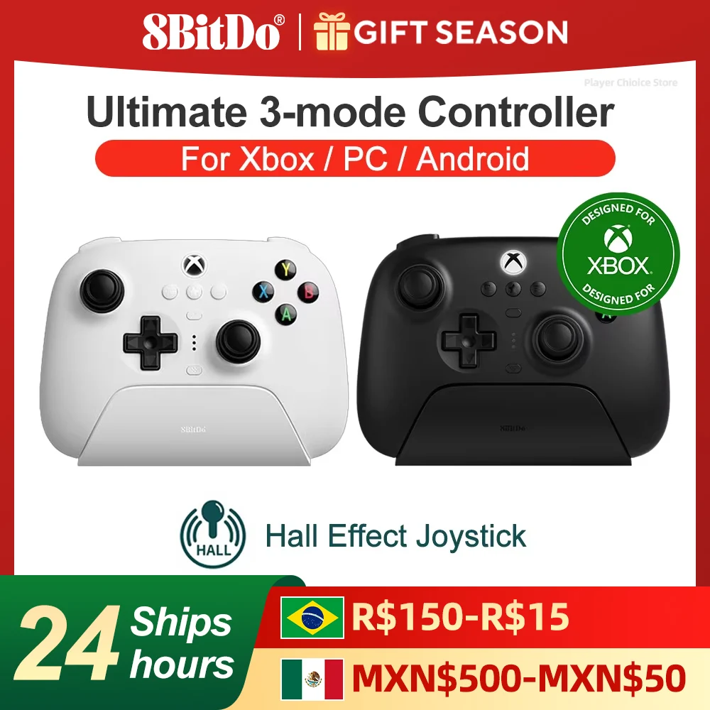 8BitDo Ultimate 3-mode Xbox Controller Gamepads PC licensed by Microsoft for Xbox Series X S, Xbox One, Windows 10 11 Android