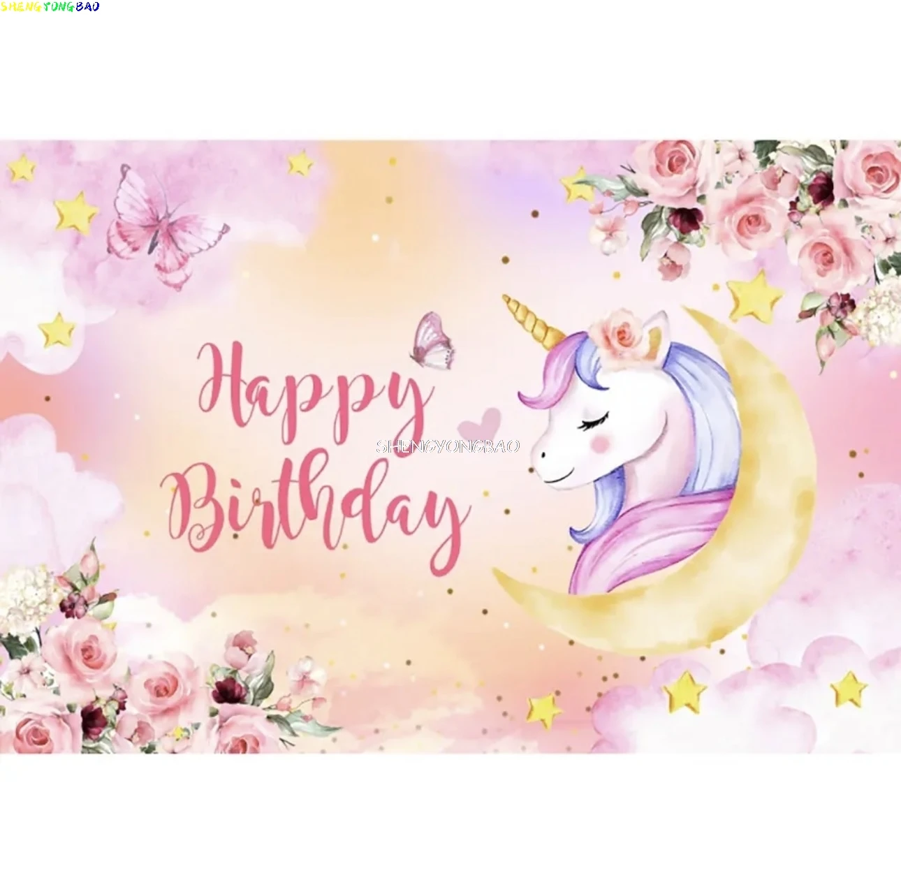 Cenários fotográficos com tema de unicórnio arco-íris, decoração de festa de primeiro aniversário de bebê, fundo de estúdio fotográfico XM-01