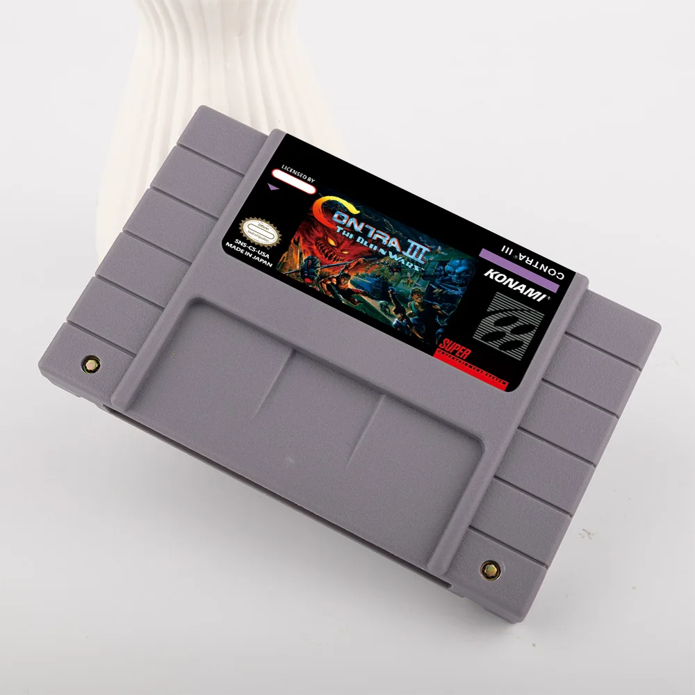 كونترا III - لعبة أكشن الحروب الغريبة لـ SNES 16 بت بطاقة الألعاب لـ USA NTSC نسخة SNES لعبة فيديو وحدة التحكم لنينتندو