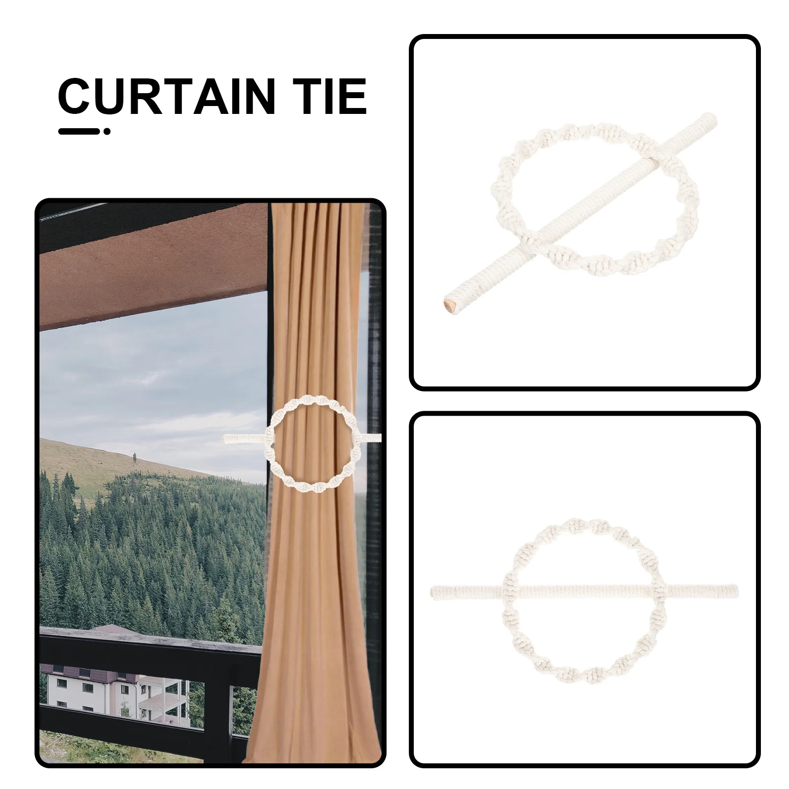 

1Set Boho Woven Curtain Tieback Cotton Decorative Holdback for Home Living Room Bedroom Curtains Curtain Tiebacks