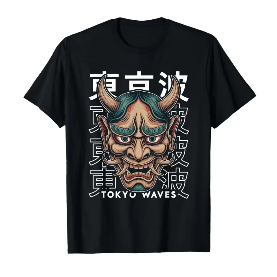 

Japanese Demon Tattoo Face Yokai Devil Hannya Japan Oni Mask T-shirt For Men Women 100% Cotton T Shirts Short Sleeve Tops 0410-3