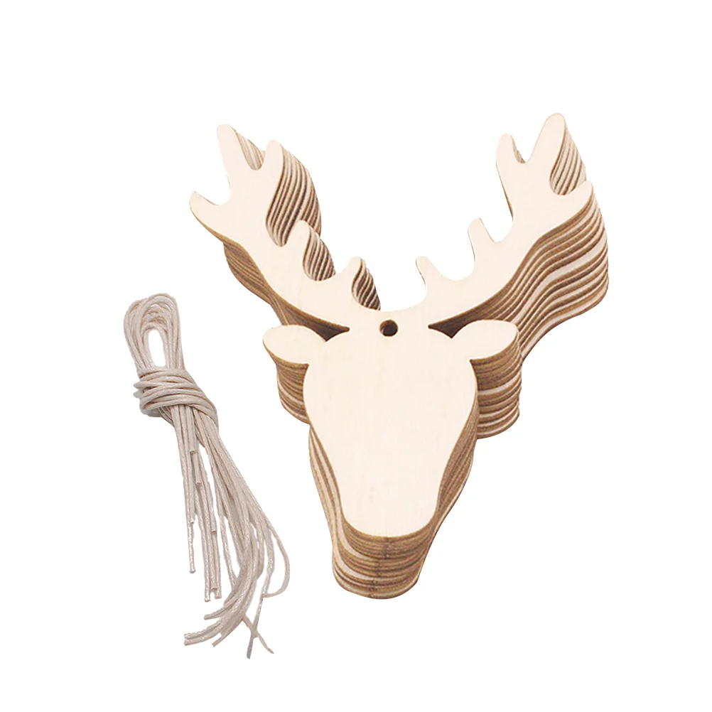 

10 PCS Christmas Hanging Decor Pendant Wooden Ornaments DIY Decoration Deer Head