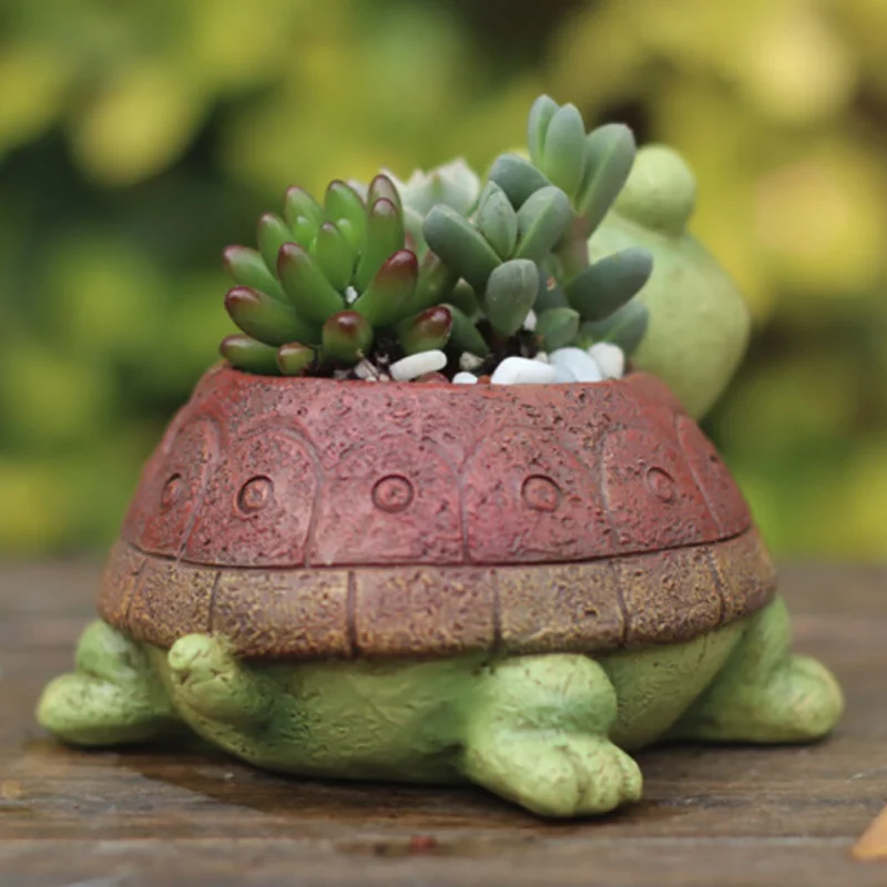 Cartoon Turtle Succulent Flower Pot for Home Office Garden Decor Resin Cute Turtle Cactus Succulent Planter Desktop Ornament