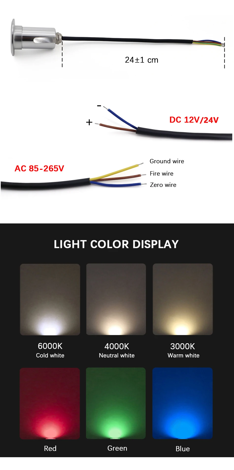 1W 3W 5W Waterproof IP67 LED Underground Light DC12V 24V Outdoor Ground Garden Path Floor Buried Yard Spot Landscape AC220V110V