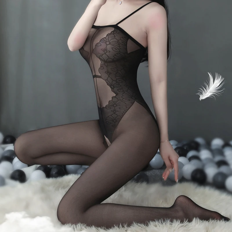 

Pantyhose Female Sexy Lingerie Sexy Seduction False Onesie Transparent Adult Free Crotch Black Silk Stockings Transparent Female