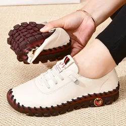 2023 Women's Flats New Non-slip Loafers Woman Moccasins Stitched Slip on Ballet Flat Shoes Woman Leather Sneakers Big Size 43