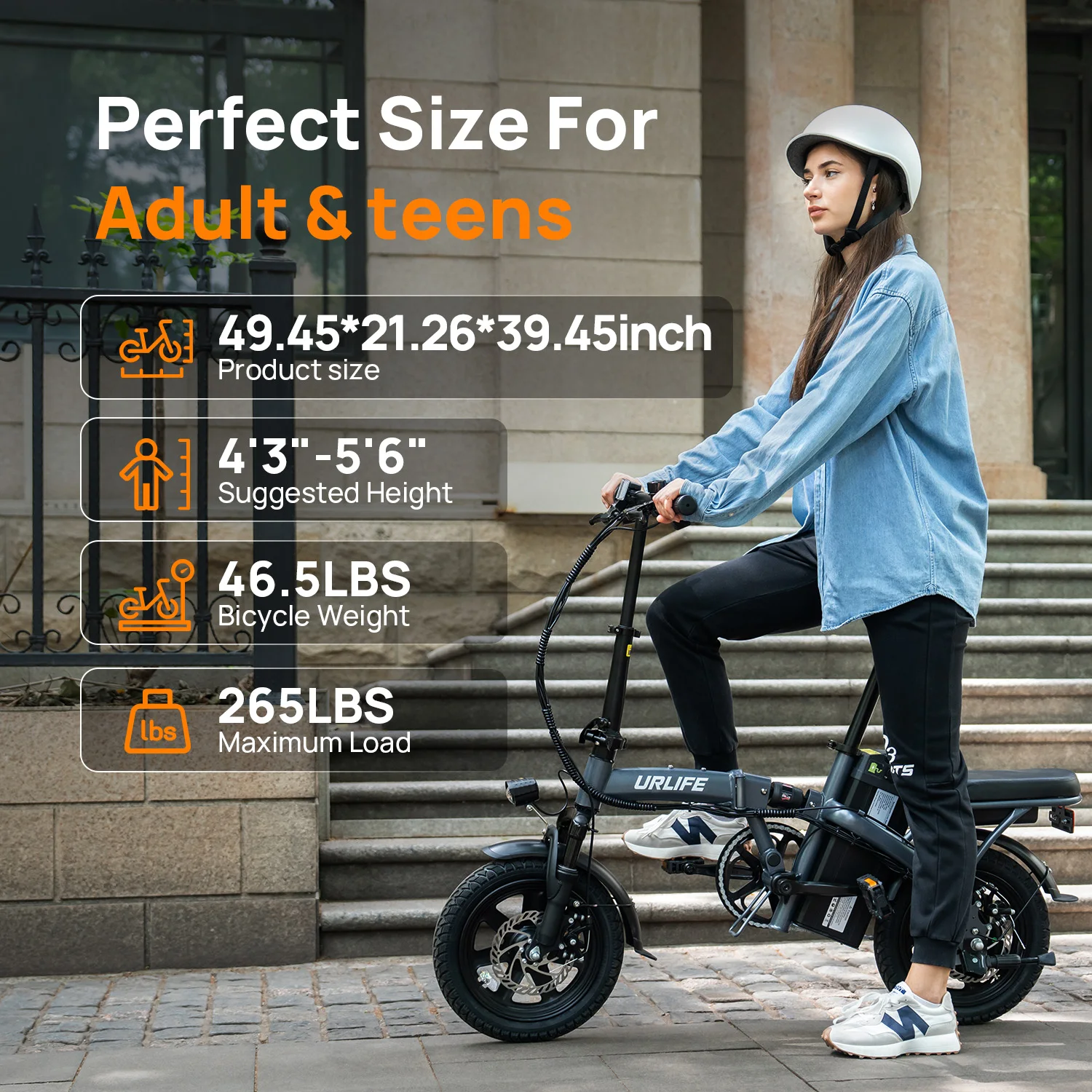 Electric Bicycle 14" Foldable Electric Bike 500W Peak Motor 48V 7.5Ah Battery Front Mid Suspension Portable E-bike F1L view 3