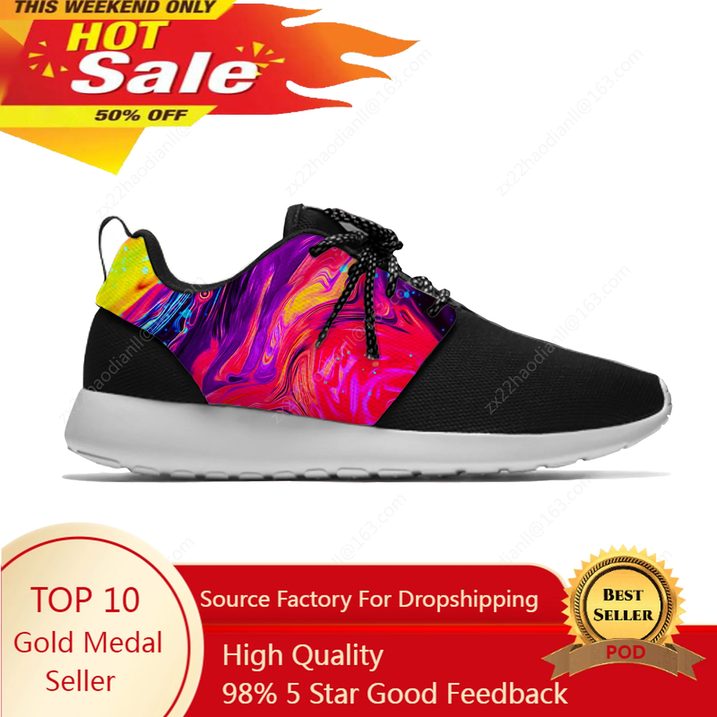 Marble rainbow abstract Pattern Personality Funny Sport Running Shoes Casual Breathable Lightweight 3D Print Men Women Sneakers