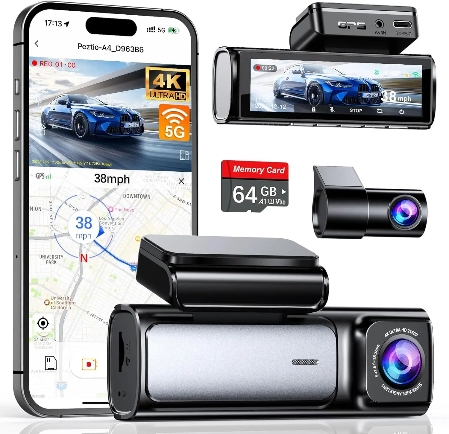 4K Dual Dash Cam Wi…
