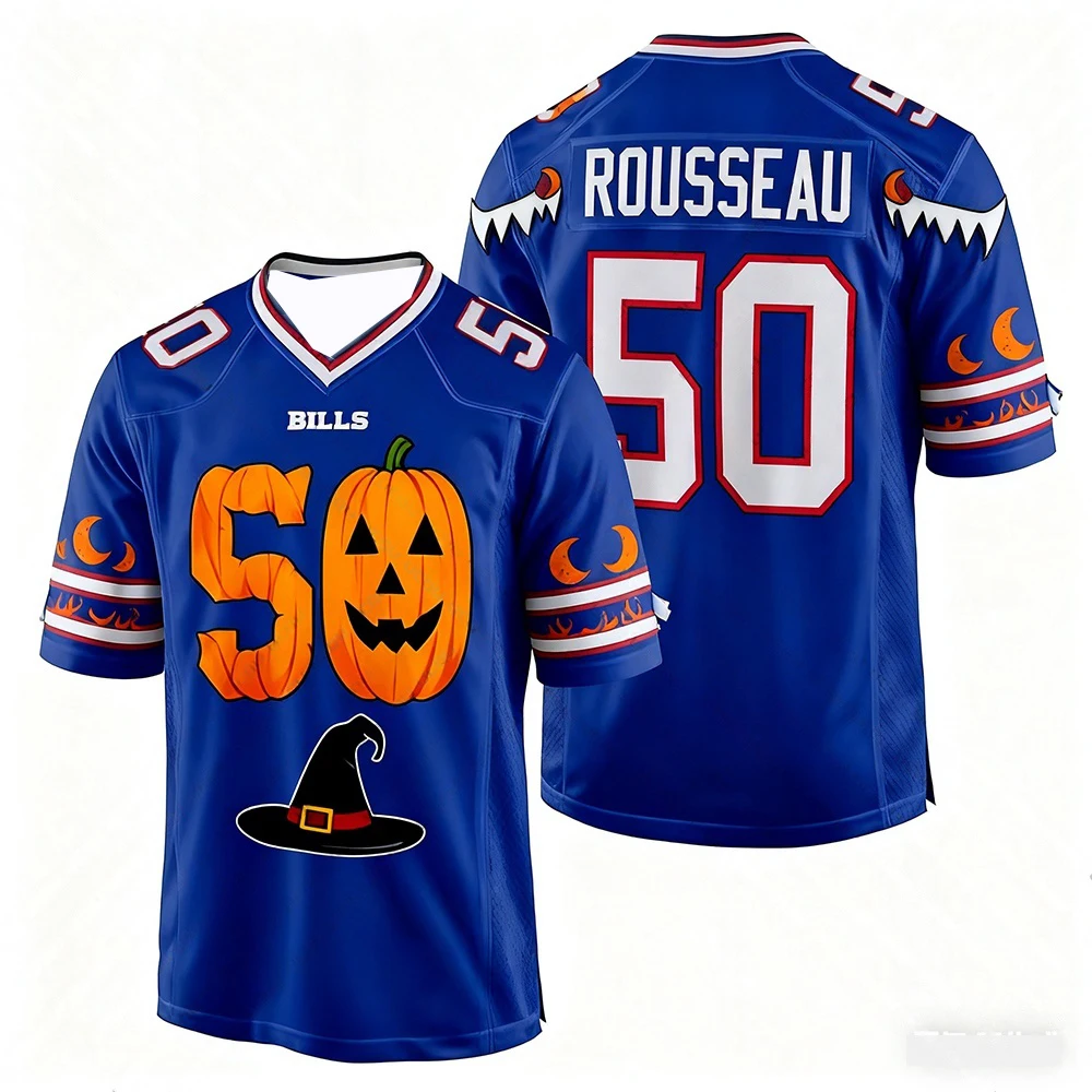 

2025 Halloween Adult Buffalo American Football Jersey Rugby Jersey Sportswear Training Jersey T-shirt Bills Allen 17 Number