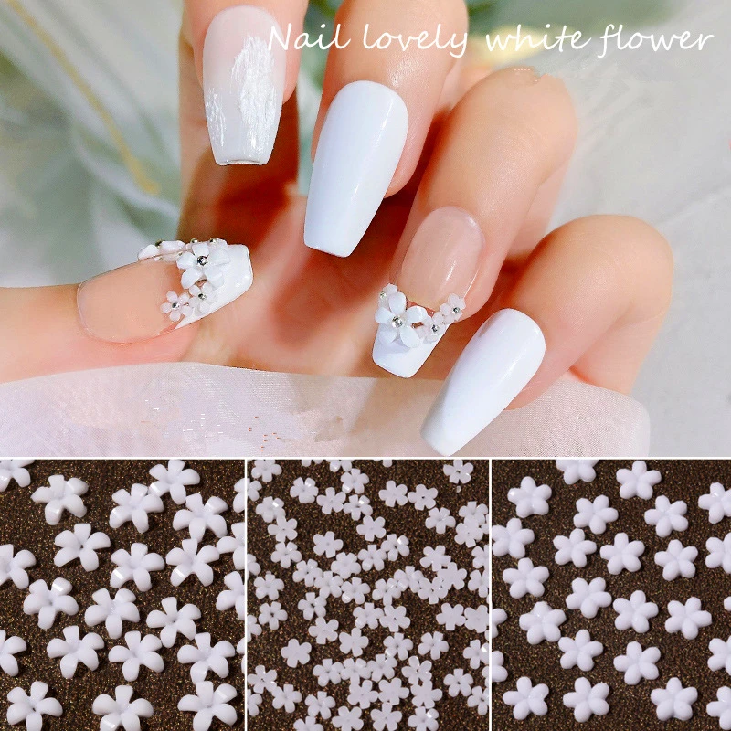 Nail Art Mini Bloemkralen 3mm 6mm Gemengd/Single Pack met Stalen Bal Doos of OPP Zak 100/500 stks DIY Manicure Decoraties