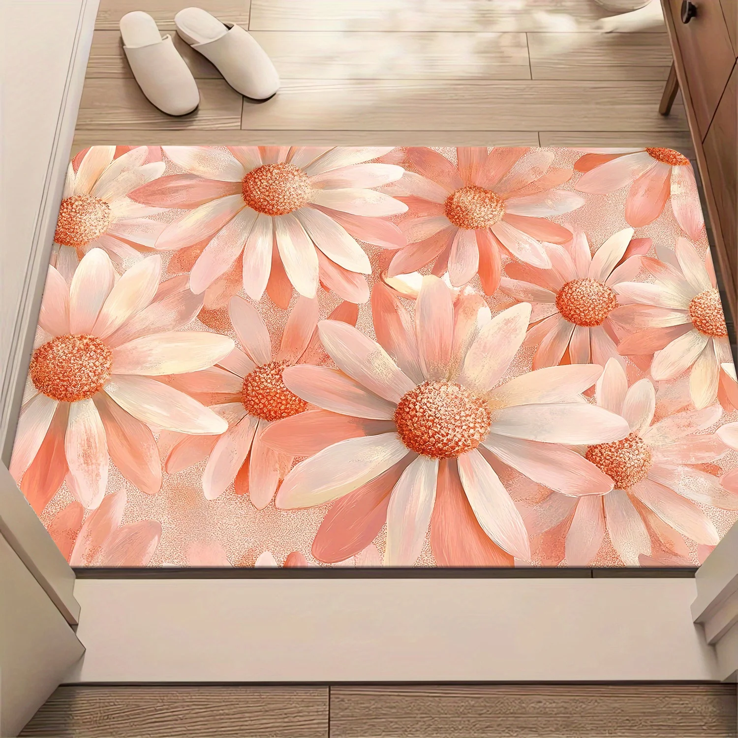Alfombra de puerta con estampado Floral HD, alfombra antideslizante de microfibra de poliéster, absorbente, lavable a máquina, para dormitorio, sala de estar, entrada, 1 ud.