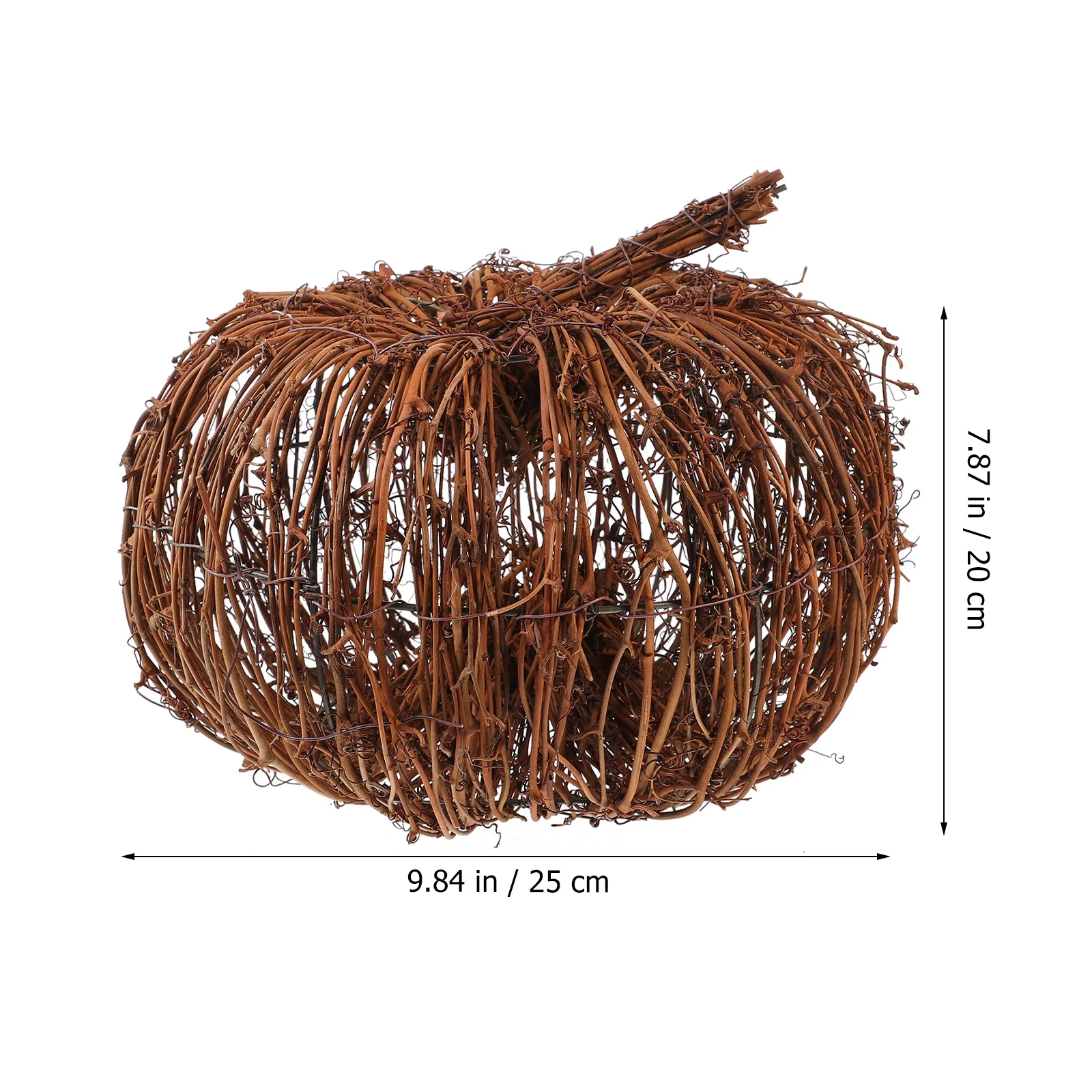 

Rattan Woven Pumpkin Adornment Festive Tabletop Decor Durable Natural Material Fine Workmanship Home Office Use
