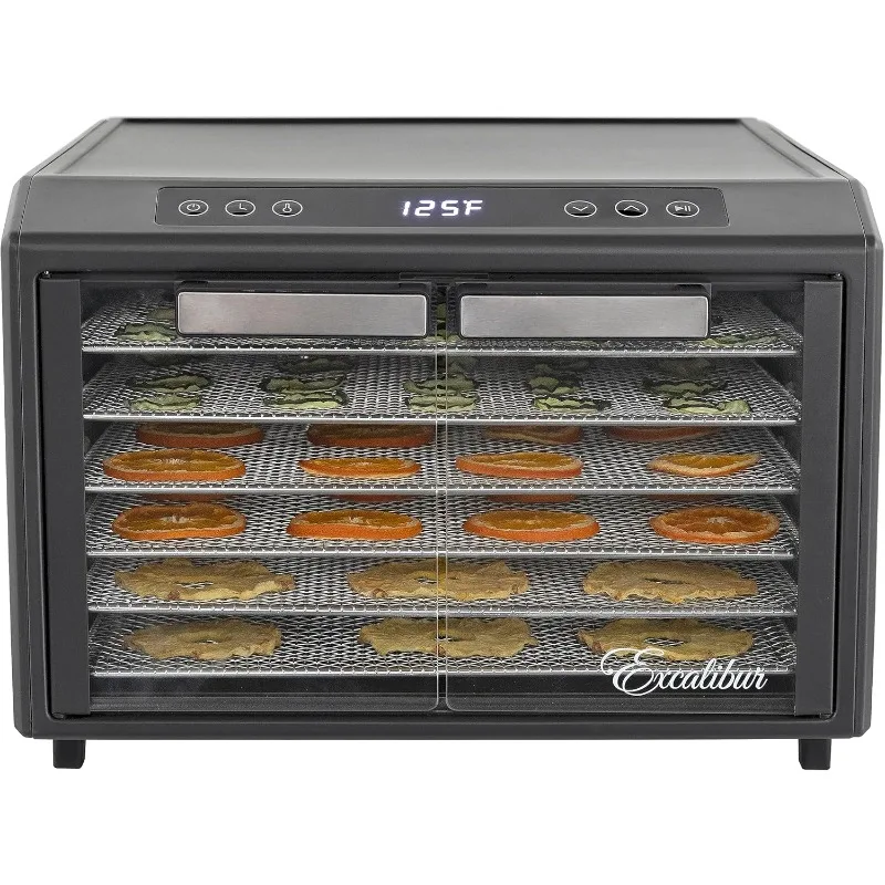 Electric Food Dehydrator Select Series 6-Tray with Adjustable Temperature Control Includes Chrome Plated Drying Trays Stainless