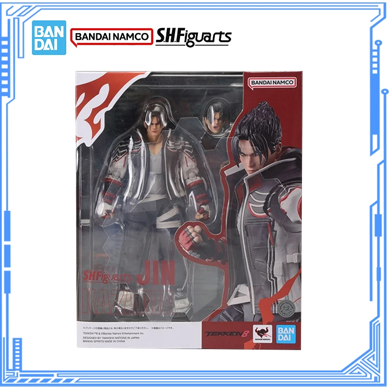 Bandai genuíno tekken 8 modelo kit anime figuras shf jin kazama anime figura de ação coleção modelo para brinquedos das crianças presentes
