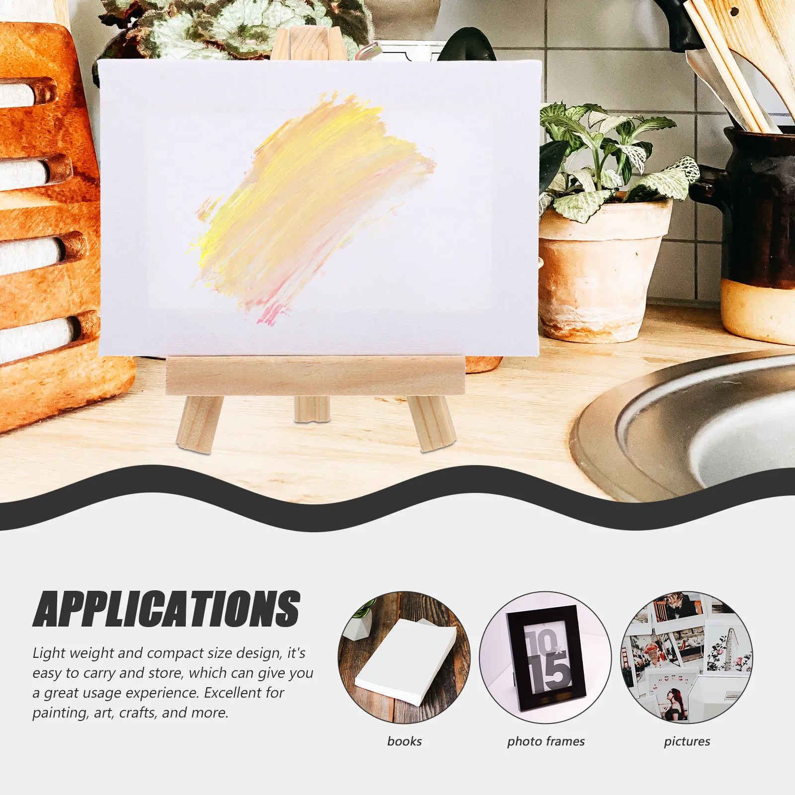 2Sets Wooden Easel Mini Painting Frame for Oil Acrylic Gouache Canvas Lightweight Compact Travel Art Easel for Students