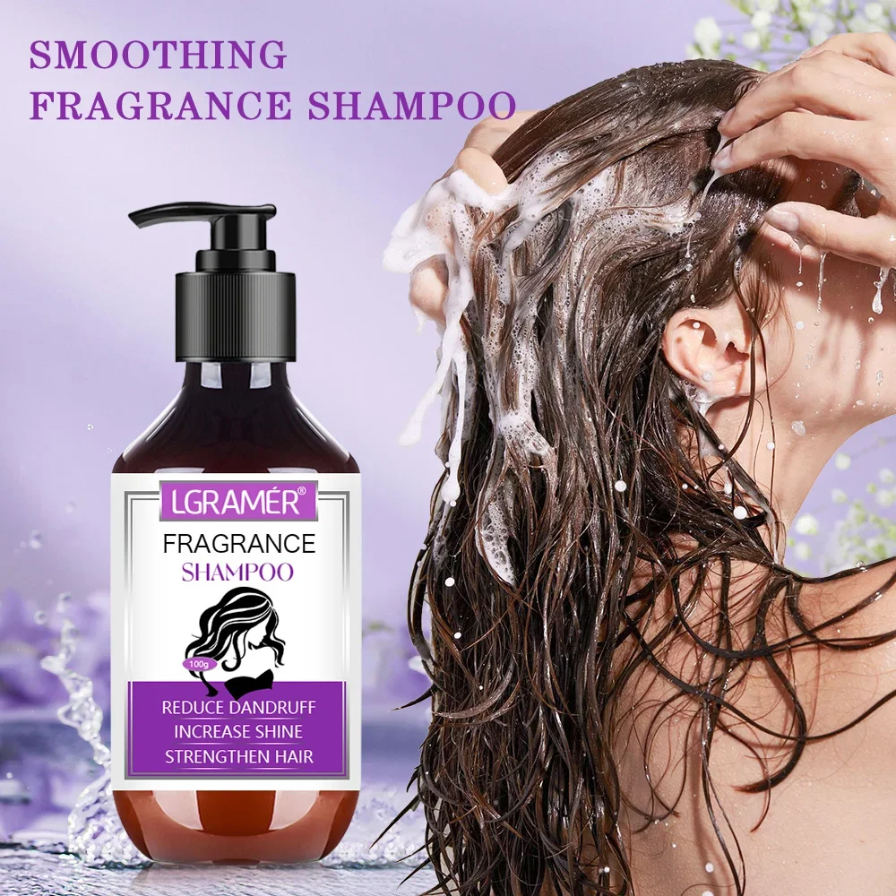 LGRAMER Purple Shampoo Controls Oil Keep Hair Shiny Fluffy Nourish Smooth Reducing Dandruff Alleviating Split Dry Hair Problems