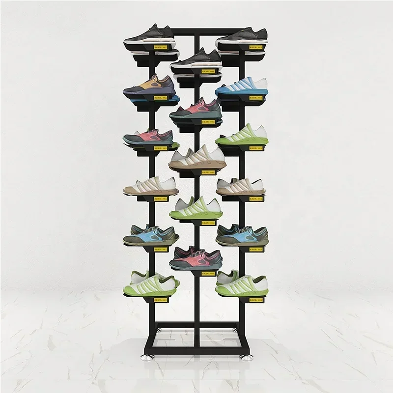 High Quality Sports Shoes Store Display Shelving Non Slip Base Double Sided Shoe Shelf  Metal Display Rack for Display Shoe