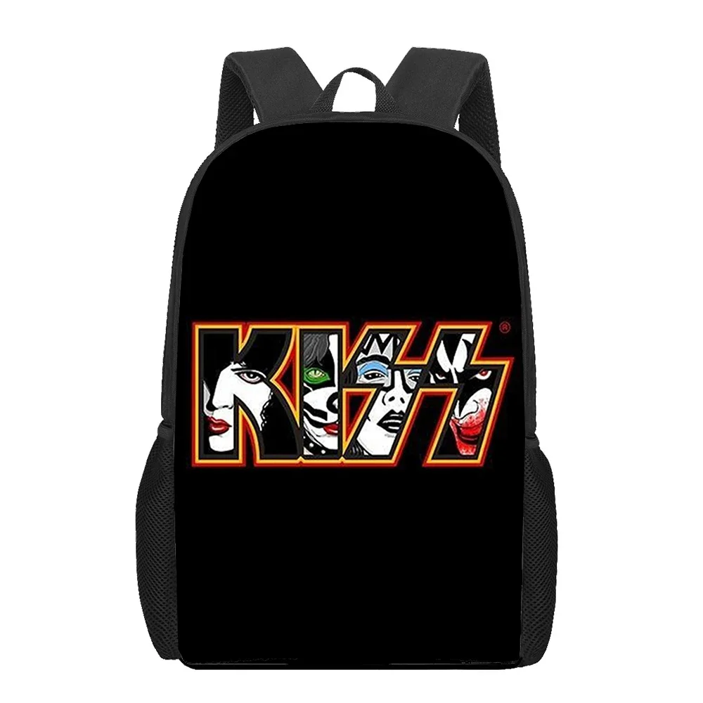 Kiss Band 16 Inch Kids School Bags 3D Print Children Book Bags for Girls Boys Orthopedic Schoolbag Primary Backpacks Mochila