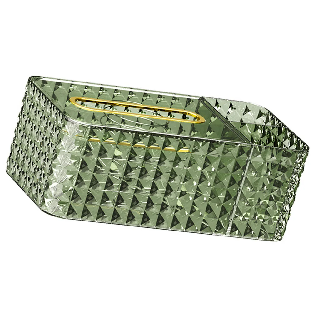 

Gold Plated Edge Wide Mouth Tissue Box Transparent Large Capacity Compartment Storage Desktop Organizer For Home Hotel