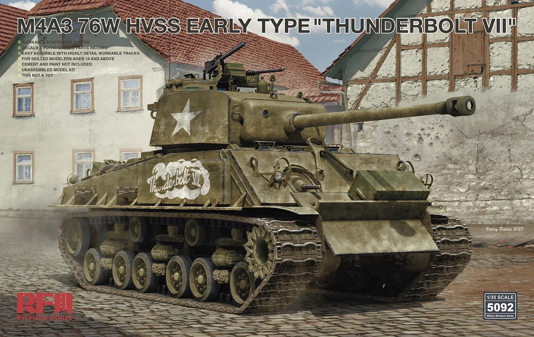 Ryefield model RM-5092 1/35  M4A3 Sherman Thunder VII Early assembly toys Model Kit