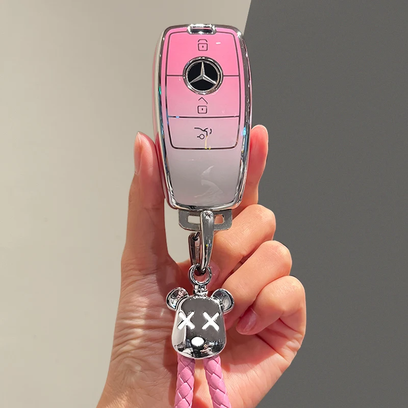 Carbon Fiber Car Key Cover Fob Case Shell for Mercedes Benz E C S G Class GLC CLE CLA GLS AMG W205 W213 W222 C260 E200 E400 E63