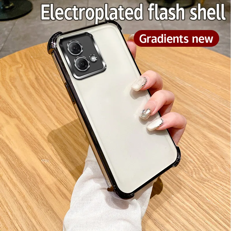 Luxo galvanizado Airbag Proteção Clear Case, macio transparente chapeamento tampa traseira, apto para Motorola Moto G84, G54, G52, G30, G20, G10