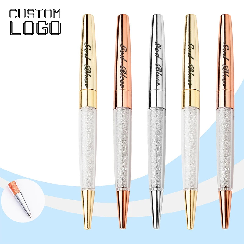 Personalized Luxury Metal Ballpoint Pen Rhinestone Pen for Write Office School Supplies Laser Customize Logo Engraved Name