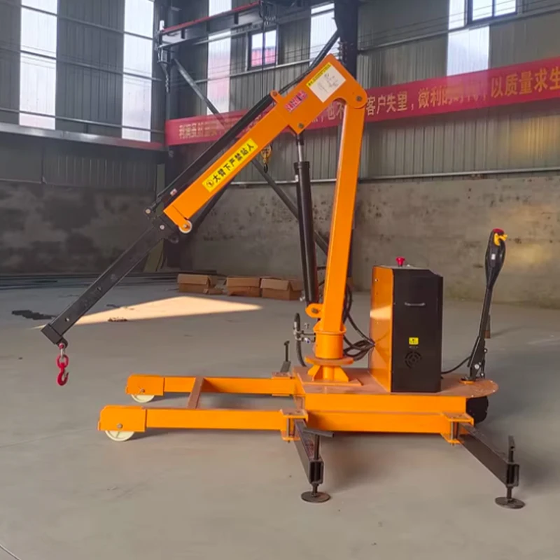 Garage Engine Lifting Mobile Crane Fully Electric Telescopic Arm Hydraulic Hoist Pallet Leg Portable Hand Push Lifting Machine