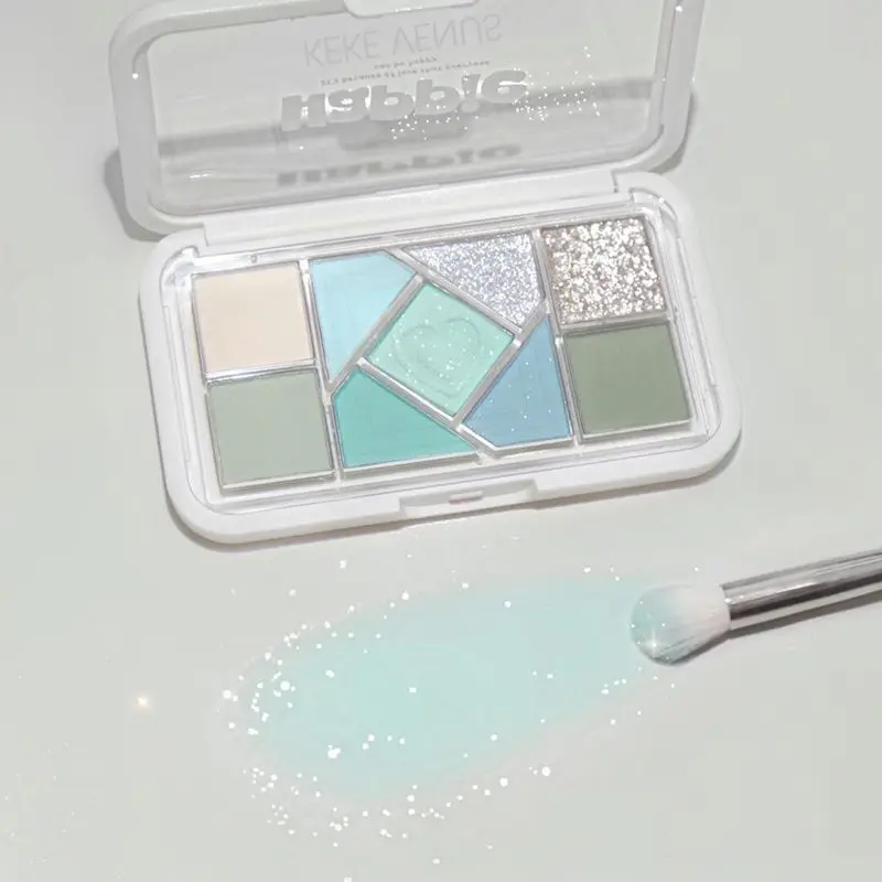 Hortelã difusa rosa azul pequeno quadro rosa paleta de sombras de nove cores baixa saturação claro hortelã verde pérola fosco suave puro des