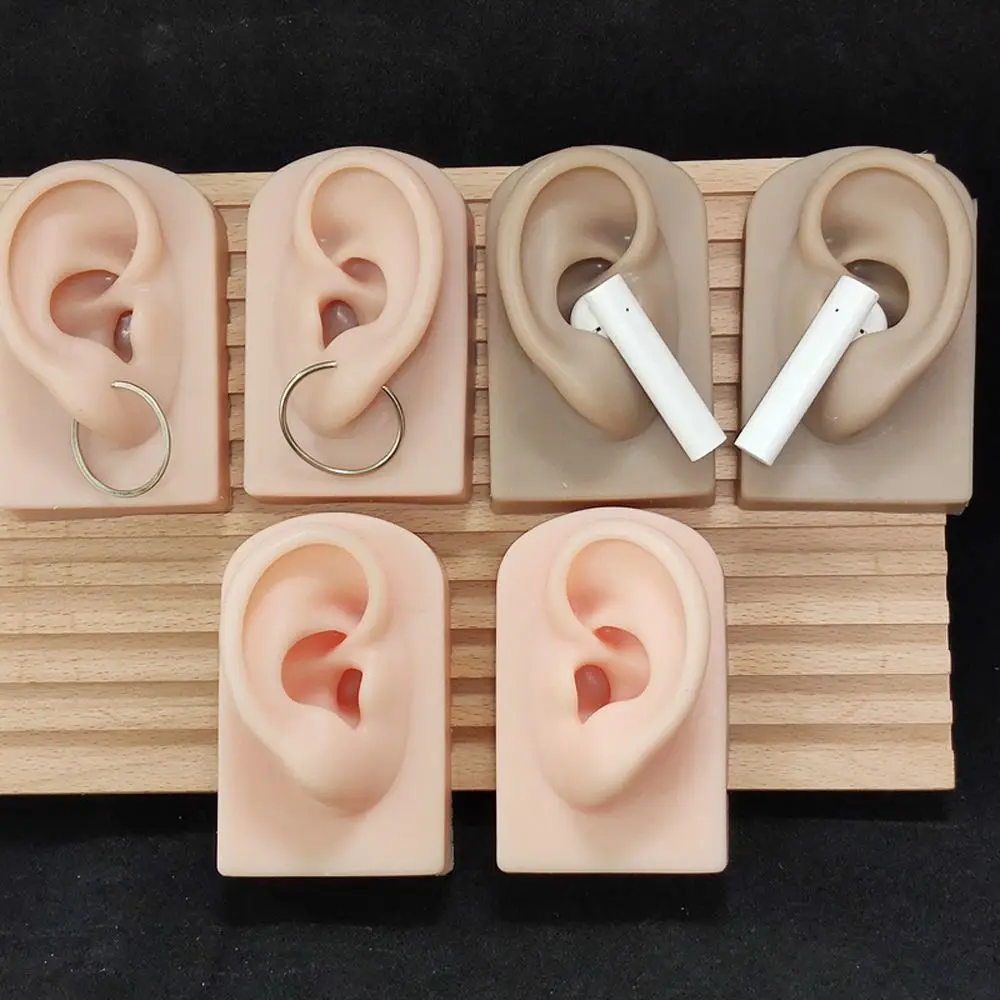 Tattoo Practice Piercing Practice for Hearing Teaching Jewelry Earrings Display Simulation Ear Silicone Ear Model Fake Ear