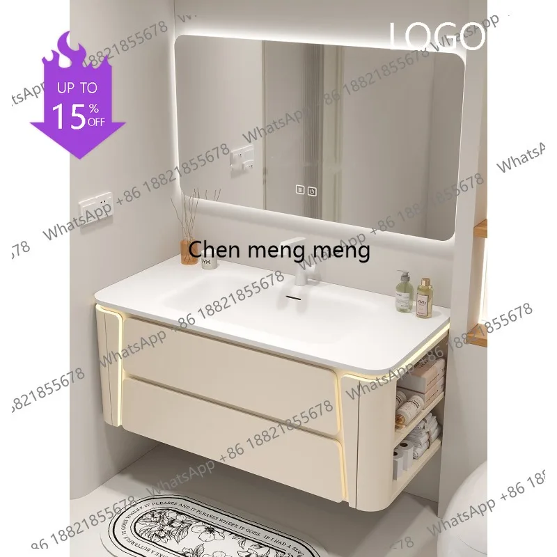 D1089 Armário de banheiro com cuba integrada de Corian personalizado, lavatório para apartamento pequeno