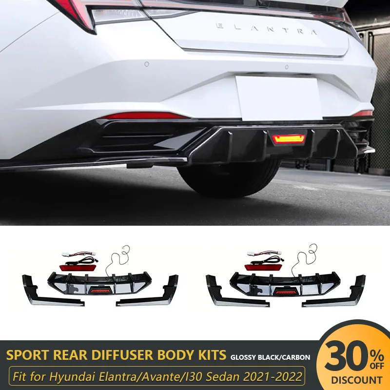 

For HyundaiElantra/Avante/i30 sedan 2021-2022 Sport Rear Diffusser Upgrade Rear Bumper Modification Body Kit Auto Accessories