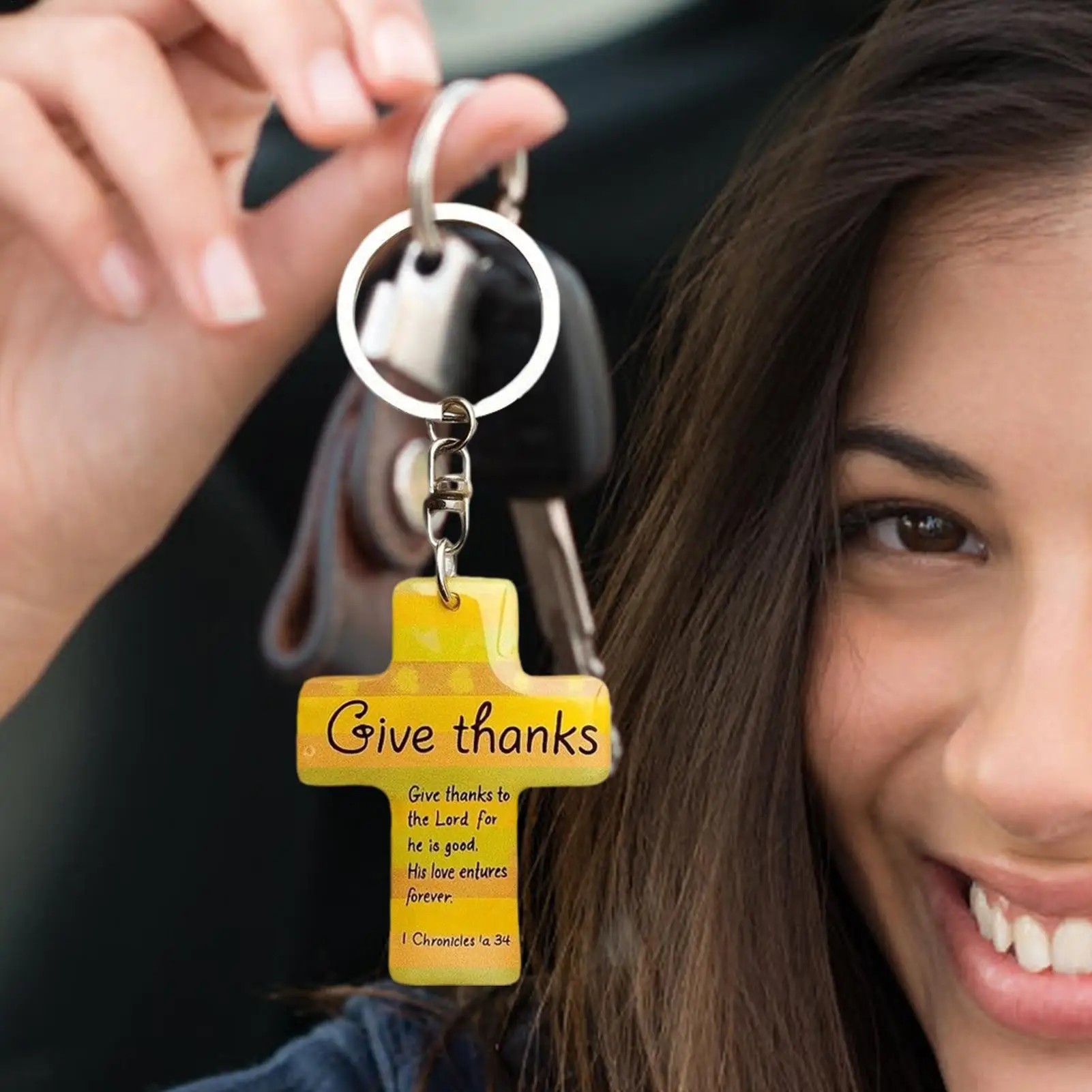 

Christian Keychain Wooden Jesus Key Ring with Bible Verse Religious Key Chain for Men Women Prayer Pastors Easter Christmas