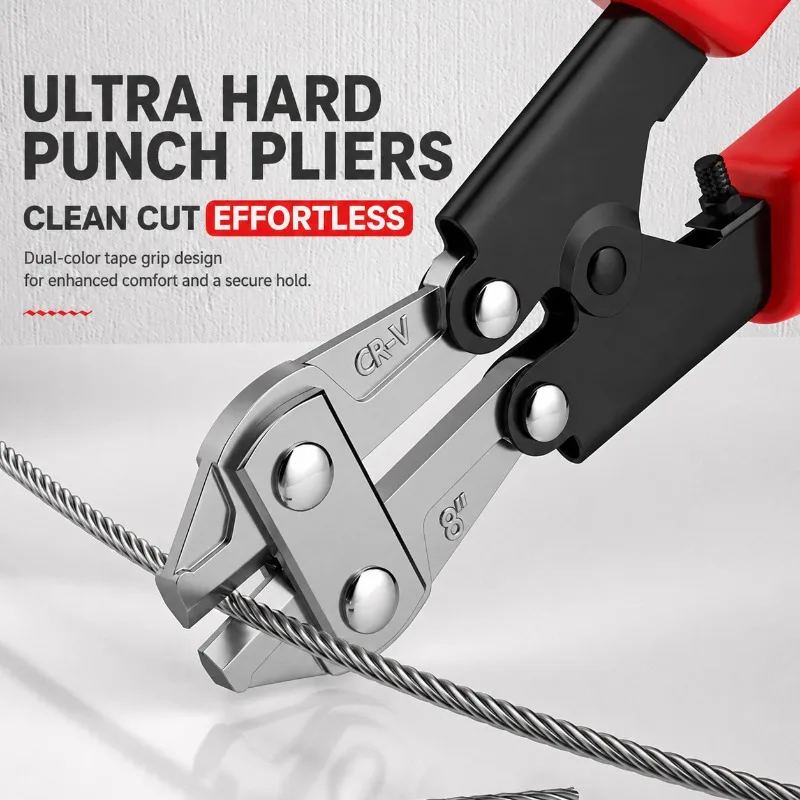 8 Inch Mini Bolt Cutter, High Hardness CRV Metal Cutting Tool, Heavy-duty Wire Mesh and Chain Clipper, Industrial Grade