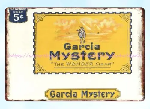 GARCIA MYSTERY THE WONDER CIGAR restaurant smoking tobacco metal tin sign