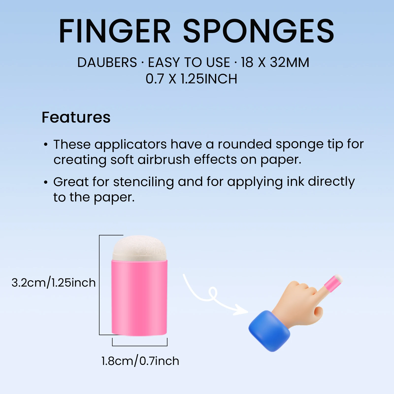 10PCS Craft Finger Sponge Daubers Drawing Project Finger Painting Sponge Set for Card Making, Painting, Stamping, Ink