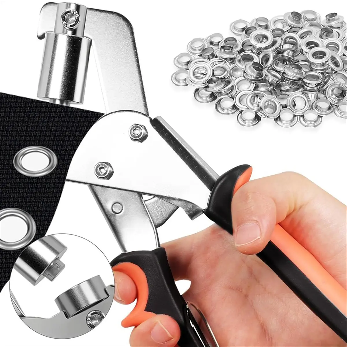Grommet Tool Kit,3/8 Inch Heavy Duty Grommet Pliers with 300PCS Metal Grommet(, , )