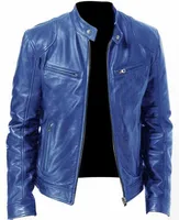 Men's Leather Jacket Bomber Motorcycle Biker Pu Leather Casual Loose Fit Faux Jacket For Men 6
