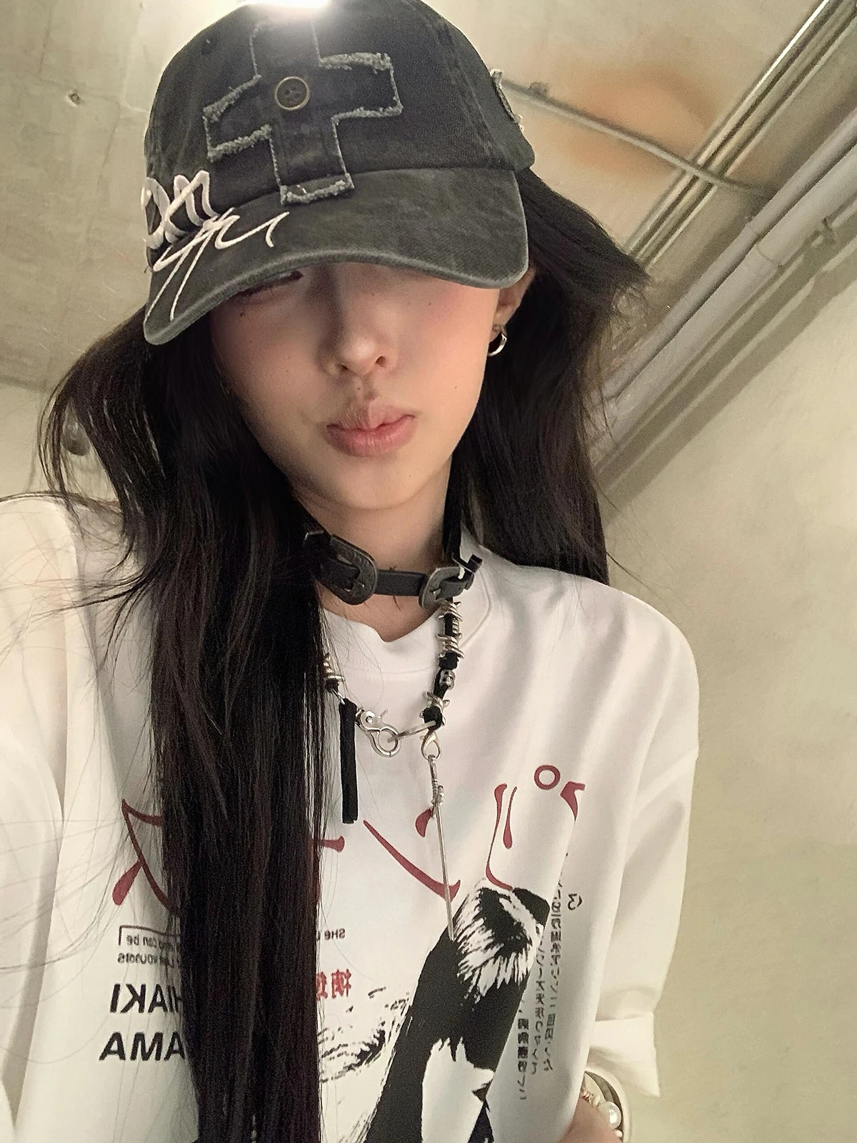 Sakura Cotton Loose Fit round Neck Short Sleeve T-Shirt Retro Print Versatile Casual Women's Top Comfortable Breathable Summe...