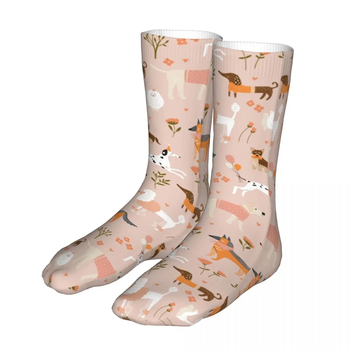 

Funny Cute Dog Animal Flower Woman Socks 2022 Men Sport Sock