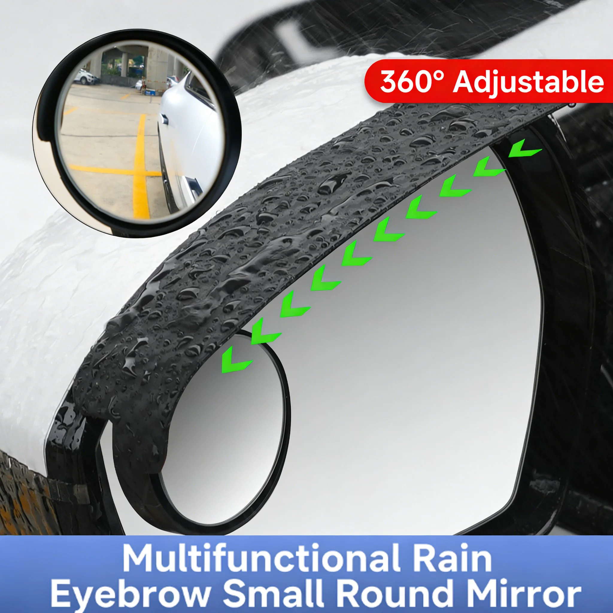

2PCS Car Rearview Rain Eyebrow Blind Spot Mirror Small Round Mirror 360 Degrees Parking Auxiliary Mirror Shield Auto Accessories