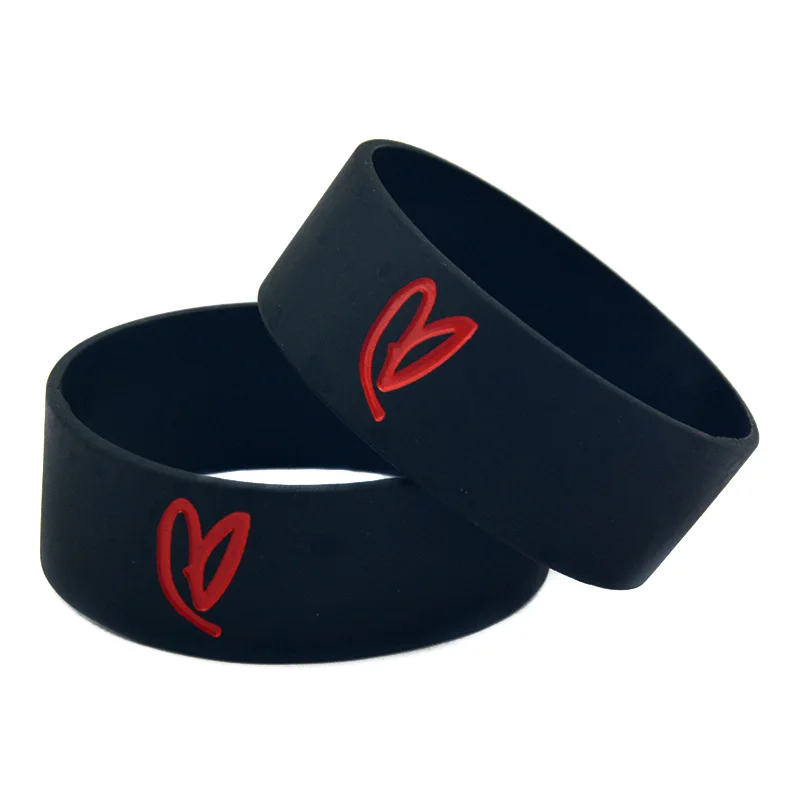 1 PC Stay Strong Rubber Wristband One Inch Wide Bangle Motivational Silicone Bracelets Black